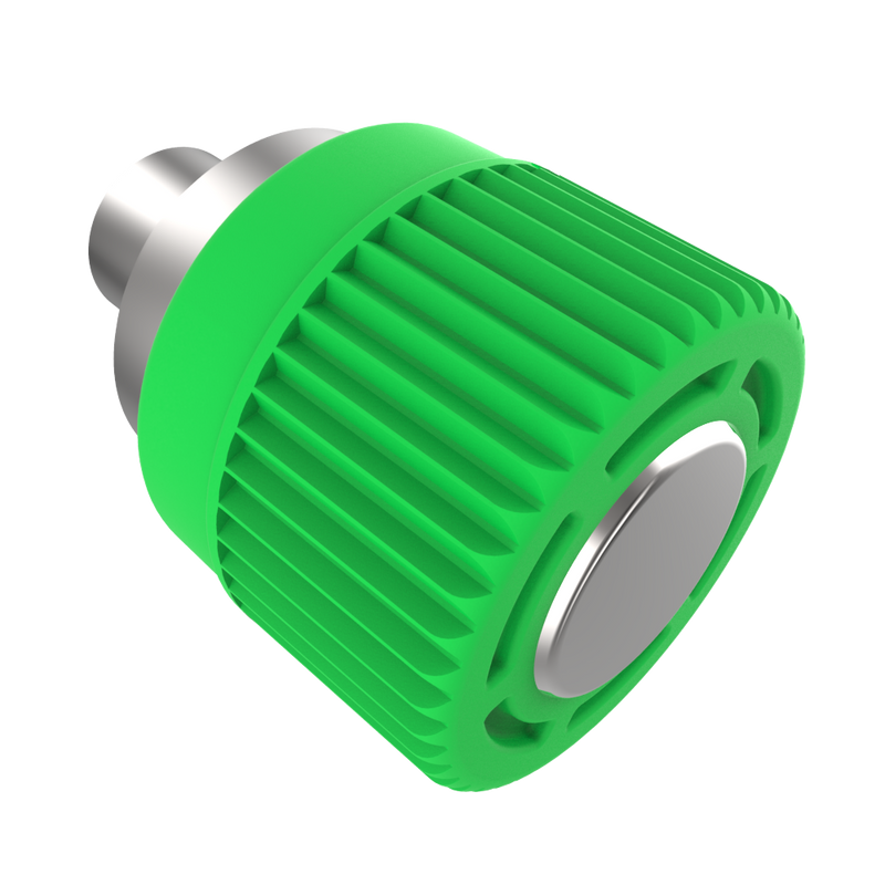 SOUTHCO Spring Loaded Plunger, Press-in, Miniature Size, With hold-open feature, Steel, Green Knob [56-311-014]