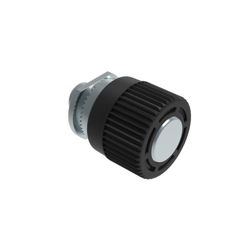SOUTHCO Spring Loaded Plunger, Thread-in, Without hold-open feature, Steel, Black Knob [56-330-000]