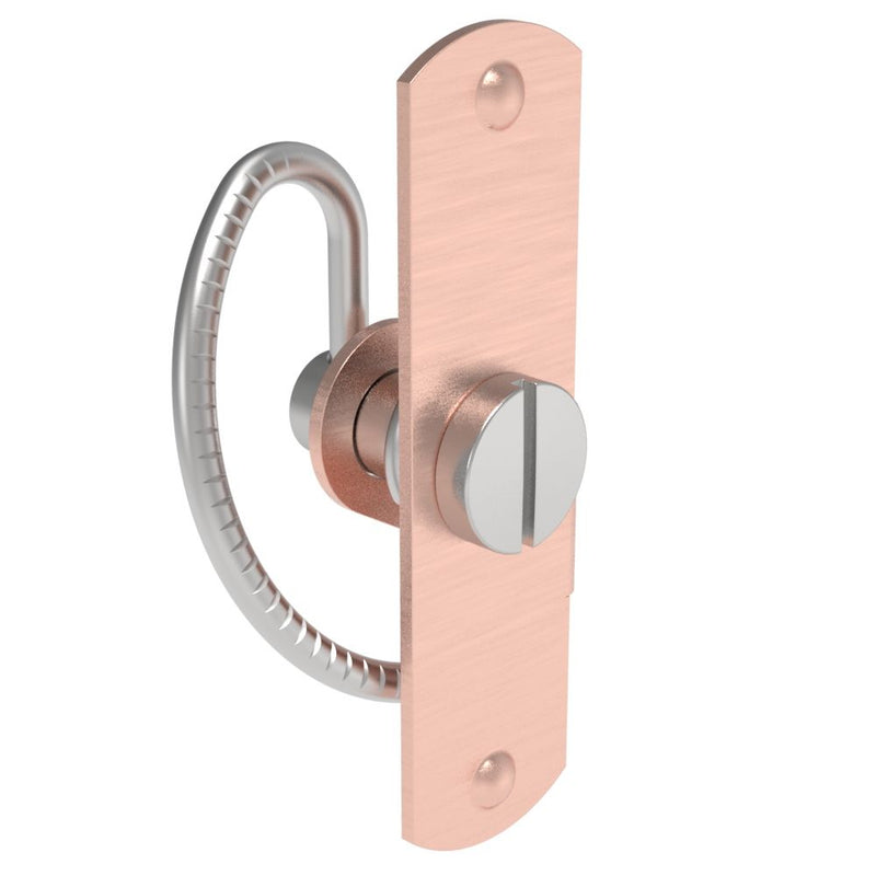SOUTHCO Compression Latch, Self-Adjusting, Medium Size, Tool Locking, Slotted Head, Weld Installation, Serrated Spring, Steel, Copper Plated, Bright [57-10-112-50]