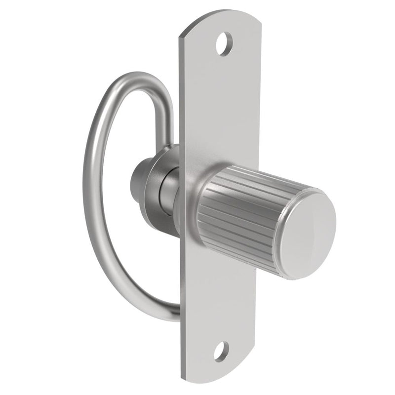 SOUTHCO Compression Latch, Self-Adjusting, Medium Size, No Restriction, Knurled Knob, Rivet/Screw (Thru Hole) Installation, Smooth Spring, Stainless Steel, Passivated, Silver [57-10-201-40]