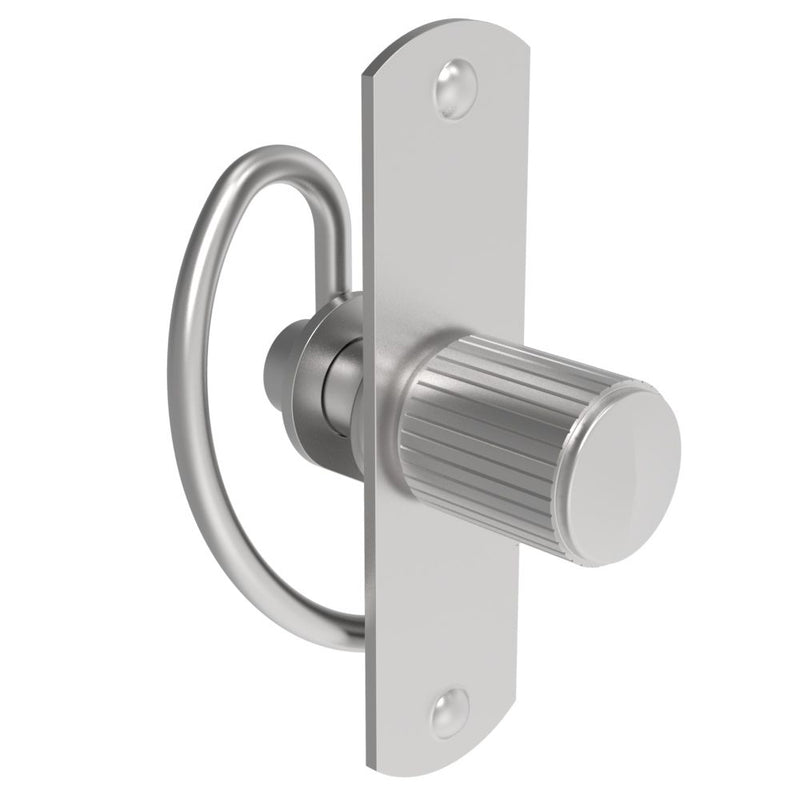 SOUTHCO Compression Latch, Self-Adjusting, Medium Size, No Restriction, Knurled Knob, Weld Installation, Smooth Spring, Stainless Steel, Passivated, Silver [57-10-202-40]