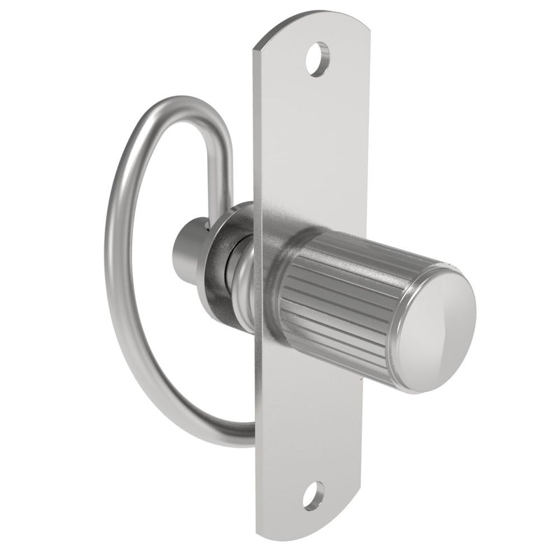 SOUTHCO Compression Latch, Self-Adjusting, Medium Size with Spacer, No Restriction, Knurled Knob, Rivet/Screw (Thru Hole) Installation, Smooth Spring, Steel, Zinc Plated, Bright [57-10-203-10]