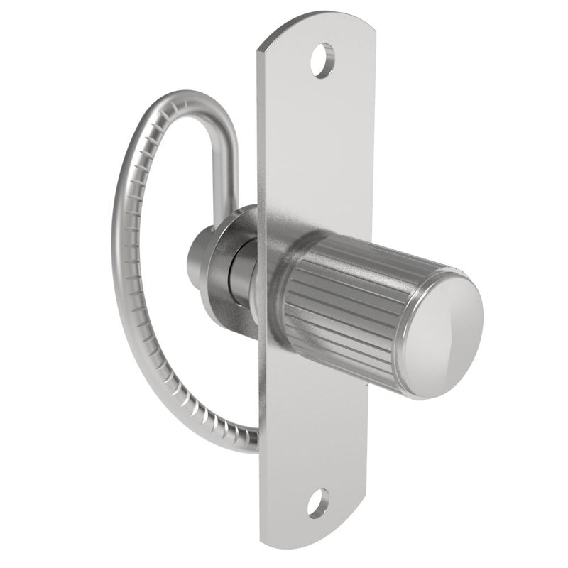 SOUTHCO Compression Latch, Self-Adjusting, Medium Size, No Restriction, Knurled Knob, Rivet/Screw (Thru Hole) Installation, Serrated Spring, Steel, Zinc Plated, Bright [57-10-211-10]
