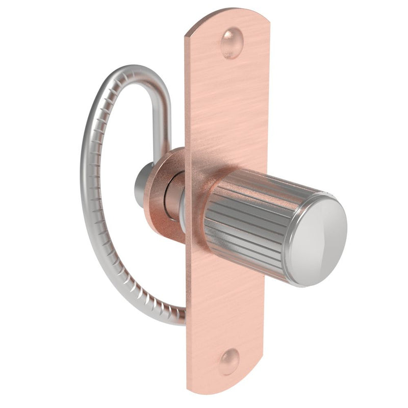 SOUTHCO Compression Latch, Self-Adjusting, Medium Size, No Restriction, Knurled Knob, Weld Installation, Serrated Spring, Steel, Copper Plated, Bright [57-10-212-50]