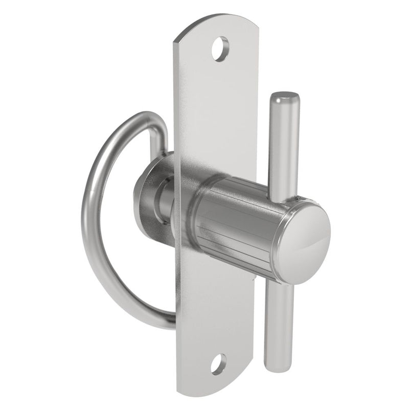 SOUTHCO Compression Latch, Self-Adjusting, Medium Size, No Restriction, T-Bar Head, Rivet/Screw (Thru Hole) Installation, Smooth Spring, Steel, Zinc Plated, Bright [57-10-301-10]