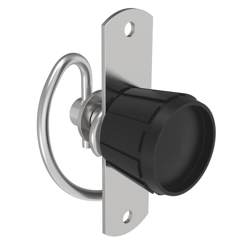 SOUTHCO Compression Latch, Self-Adjusting, Medium Size, No Restriction, Knob, Rivet/Screw (Thru Hole) Installation, Smooth Spring, Steel, Zinc Plated, Bright [57-10-401-10]