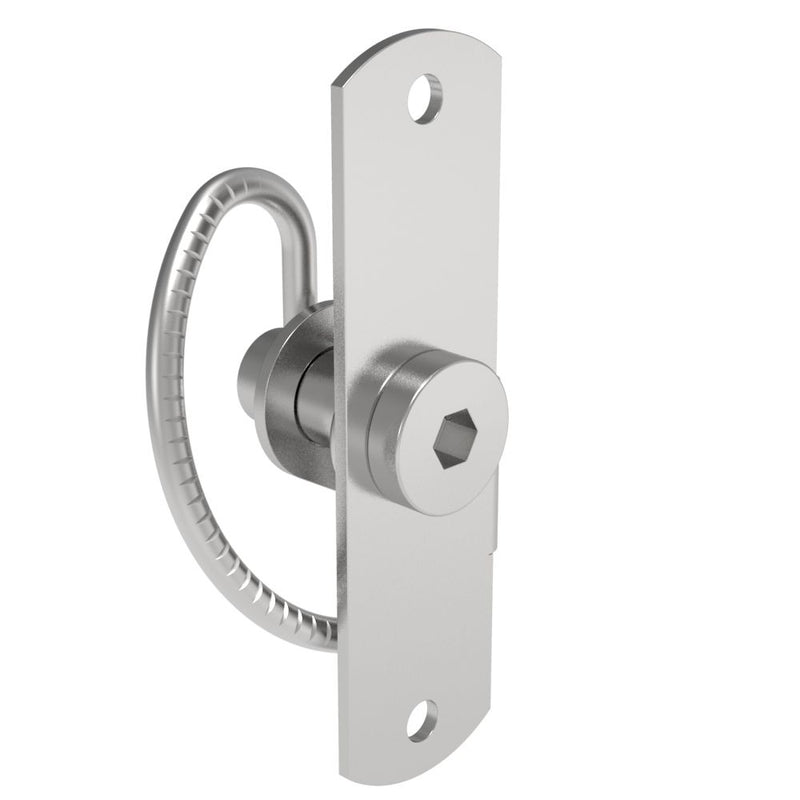 SOUTHCO Compression Latch, Self-Adjusting, Medium Size, Tool Locking, Hex Recess, Rivet/Screw (Thru Hole) Installation, Serrated Spring, Steel, Zinc Plated, Bright [57-10-811-10]