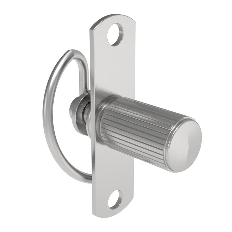 SOUTHCO Compression Latch, Self-Adjusting, Miniature Size, No Restriction, Knurled Knob, Rivet/Screw (Thru Hole) Installation, Smooth Spring, Steel, Zinc Plated, Bright [57-20-201-10]