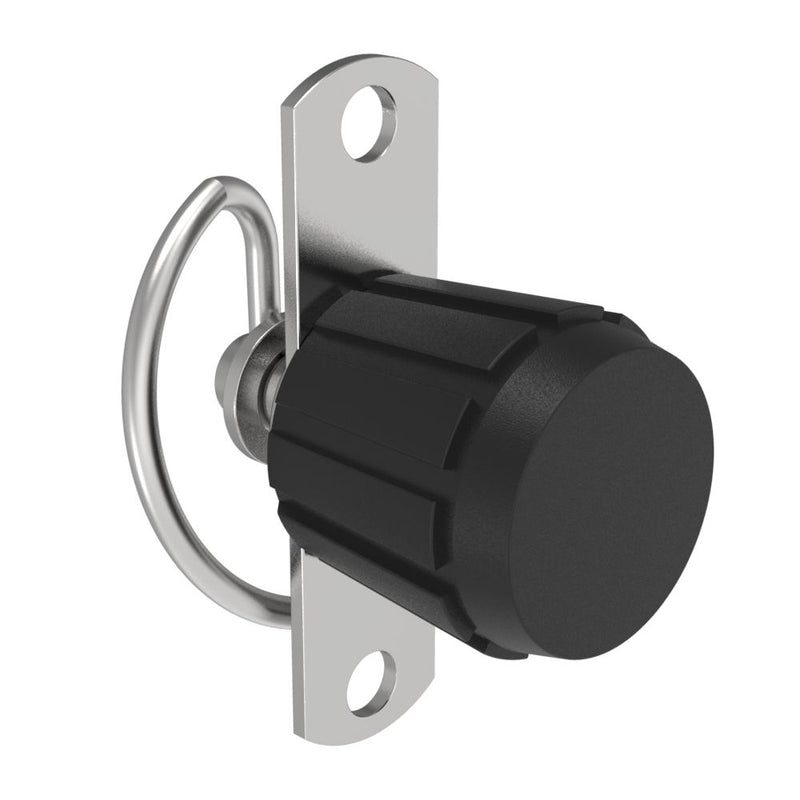 SOUTHCO Compression Latch, Self-Adjusting, Miniature Size, No Restriction, Knob, Rivet/Screw (Thru Hole) Installation, Smooth Spring, Steel, Zinc Plated, Bright [57-20-401-10]