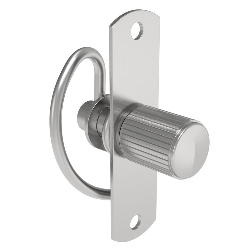 SOUTHCO Compression Latch, Self-Adjusting, Small Size, No Restriction, Knurled Knob, Rivet/Screw (Thru Hole) Installation, Smooth Spring, Steel, Zinc Plated, Bright [57-30-201-10]