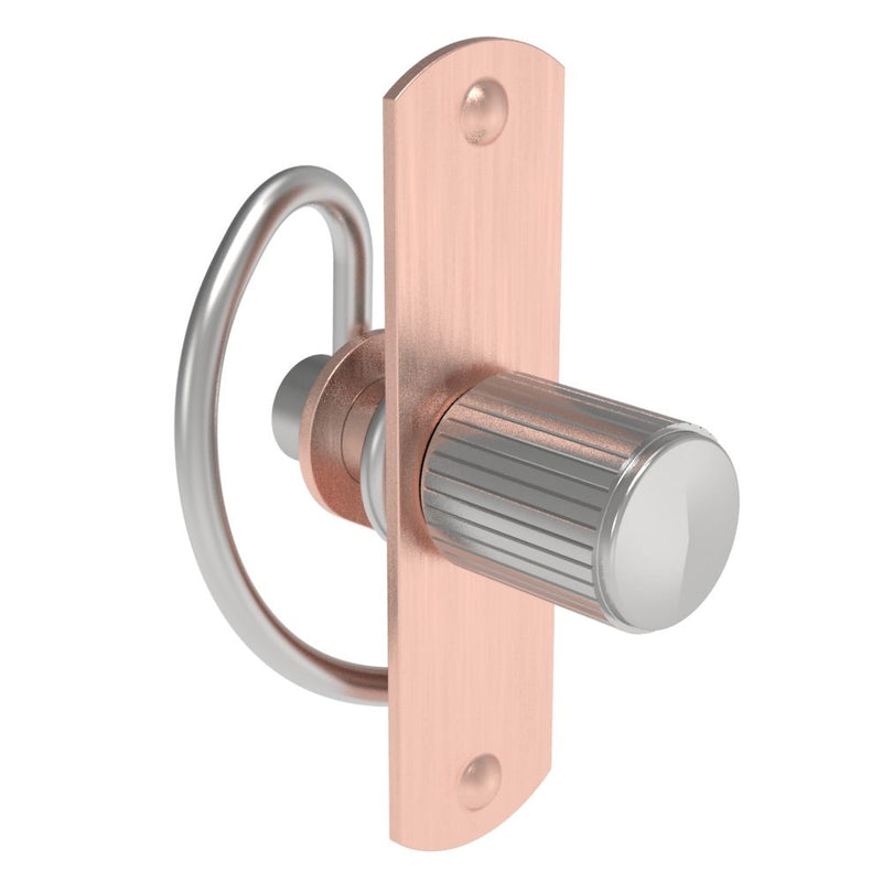 SOUTHCO Compression Latch, Self-Adjusting, Small Size, No Restriction, Knurled Knob, Weld Installation, Smooth Spring, Steel, Copper Plated, Bright [57-30-202-50]