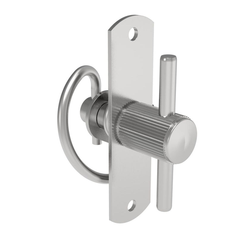SOUTHCO Compression Latch, Self-Adjusting, Large Size, No Restriction, T-Bar Head, Rivet/Screw (Thru Hole) Installation, Smooth Spring, Steel, Zinc Plated, Bright [57-40-301-10]