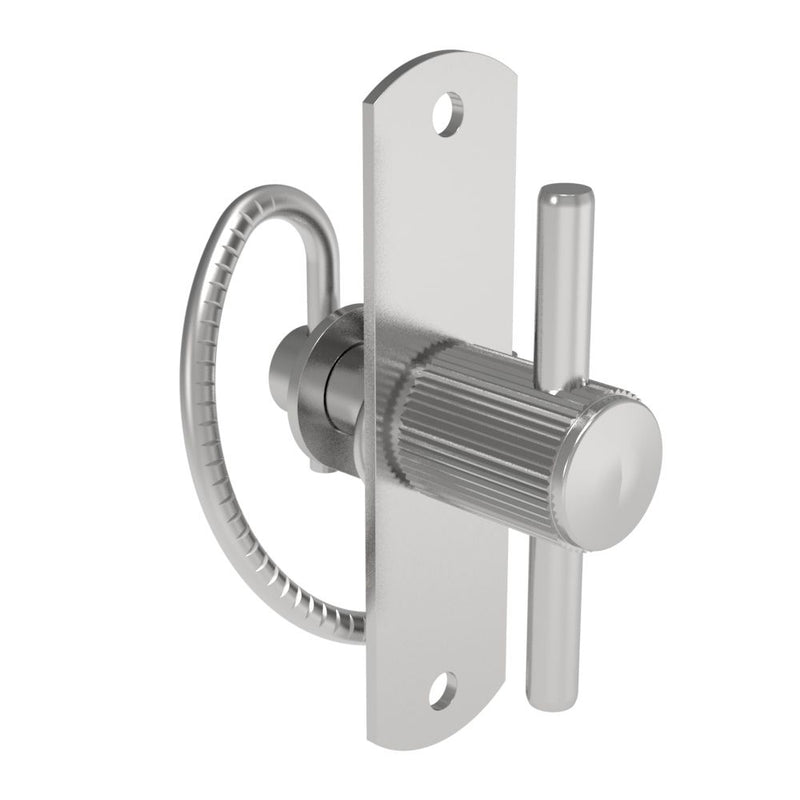 SOUTHCO Compression Latch, Self-Adjusting, Large Size, No Restriction, T-Bar Head, Rivet/Screw (Thru Hole) Installation, Serrated Spring, Steel, Zinc Plated, Bright [57-40-311-10]