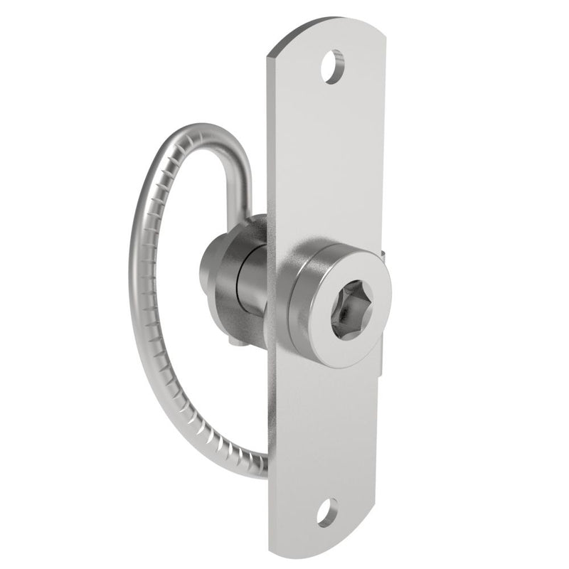 SOUTHCO Compression Latch, Self-Adjusting, Large Size, Tool Locking, Hex Recess, Rivet/Screw (Thru Hole) Installation, Serrated Spring, Steel, Zinc Plated, Bright [57-40-811-10]