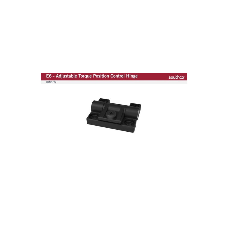 SOUTHCO Adjustable Torque Hinge, Symmetric, Large Size, Acetal Copolymer, Natural, White [E6-10-501-10]
