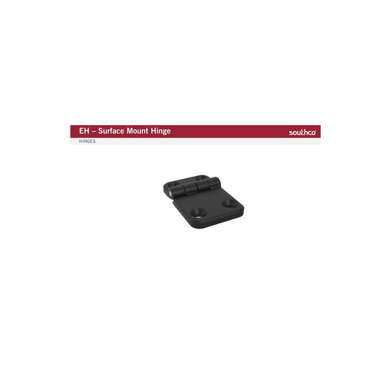 SOUTHCO Surface Mount Hinge, 50 mm (1.97 in) size, with Mounting Studs, Nylon, Black [EH-6A-5G5-20]