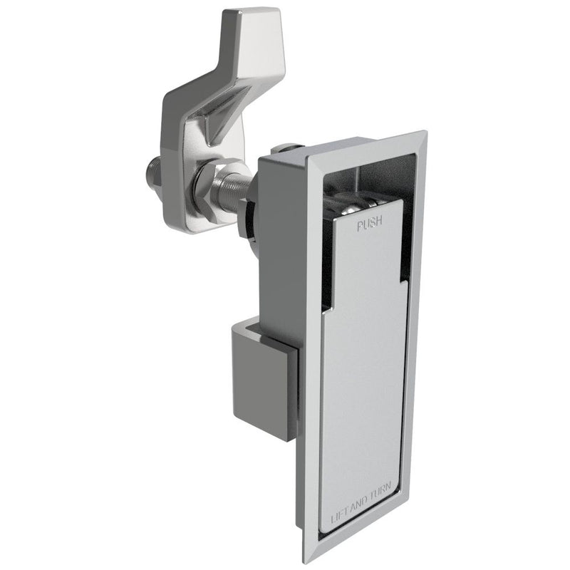 SOUTHCO Compression Latch, Lift & Turn, Large Size, Flush Style, No Restriction, Non-Locking, Zinc Alloy, Chrome Plated, Textured [62-10-801-20]