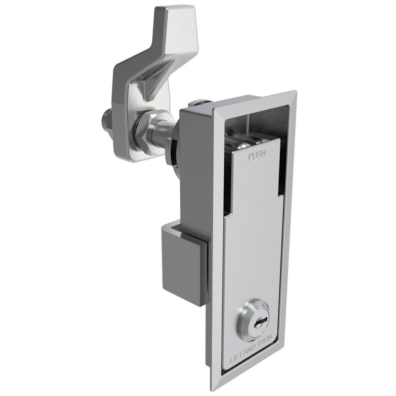 SOUTHCO Compression Latch, Lift & Turn, Large Size, Flush Style, Key Locking, Zinc Alloy, Chrome Plated, Polished [62-10-811-20]