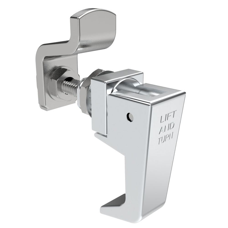 SOUTHCO Compression Latch, Lift & Turn, Miniature Size, Handle Style, No Restriction, Non-Locking, Zinc Alloy, Chrome Plated, Polished [62-20-11]