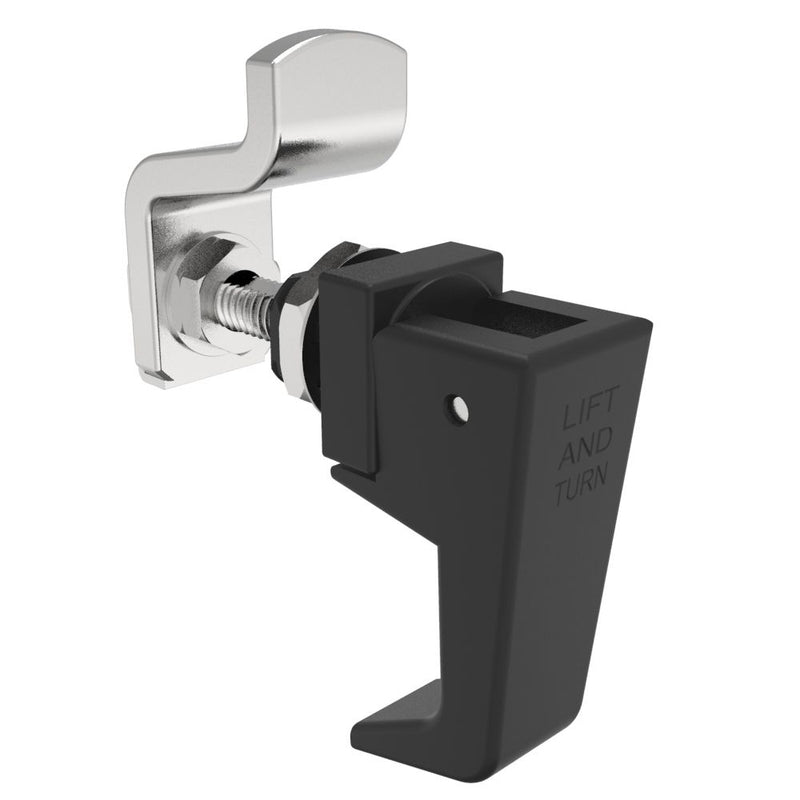SOUTHCO Compression Latch, Lift & Turn, Miniature Size, Handle Style, No Restriction, Non-Locking, Zinc Alloy, Powder Coat, Black [62-20-35]