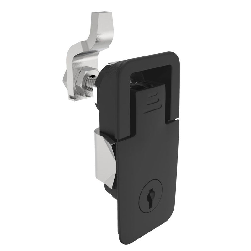 SOUTHCO Compression Latch, Lift & Turn, Medium Size, Flush Style, Key Locking, Zinc Alloy, Powder Coat, Black [62-42-251-3]