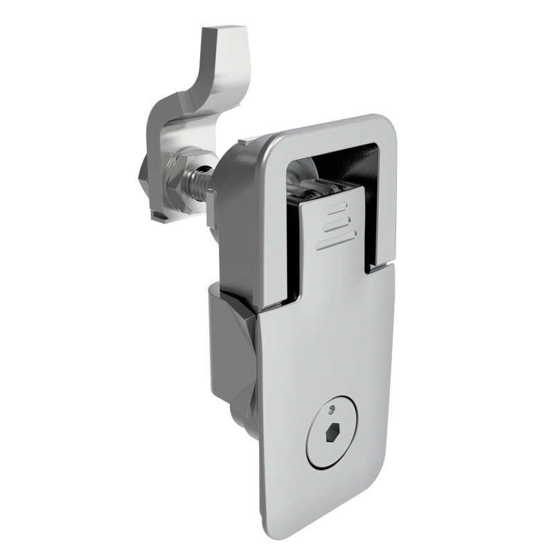 SOUTHCO Compression Latch, Lift & Turn, Medium Size, Flush Style, Tool Locking, 4 mm Hex Recess, Zinc Alloy, Chrome Plated, Textured [62-420-301-3]