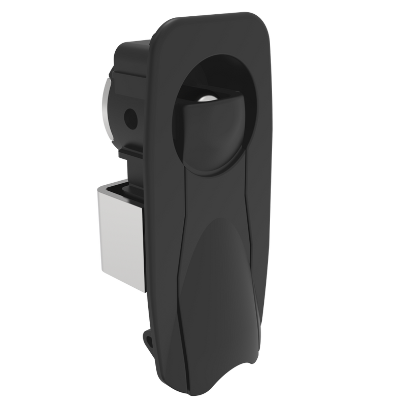 SOUTHCO Compression Latch, Lift & Turn, Medium Size, Flush Style, No Restriction, Non-Locking, Plastic, Black [62-424-700]