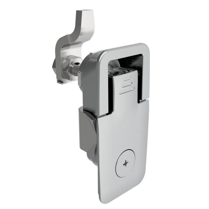 SOUTHCO Compression Latch, Lift & Turn, Medium Size, Flush Style, Tool Locking, Phillips Recess, Zinc Alloy, Chrome Plated, Textured [62-43-101-2]