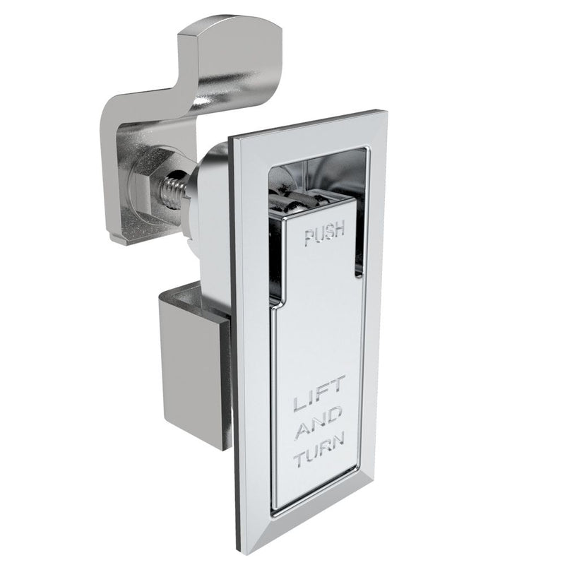 SOUTHCO Compression Latch, Lift & Turn, Small Size, Flush Style, No Restriction, Non-Locking, Zinc Alloy, Chrome Plated, Polished [62-74-21]