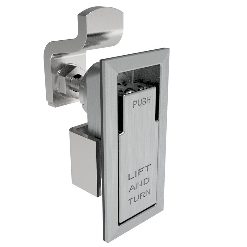 SOUTHCO Compression Latch, Lift & Turn, Small Size, Flush Style, No Restriction, Non-Locking, Zinc Alloy, Chrome Plated, Brushed [62-70-12]