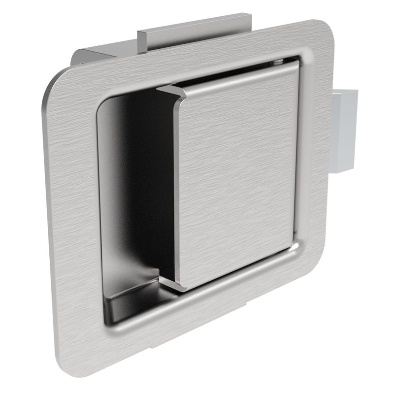 SOUTHCO Push-to-Close Latch, Small Size, 2.8 - 3.6mm (.11 - .14 in) Grip, Stainless Steel, Brushed Finish [64-11-30]