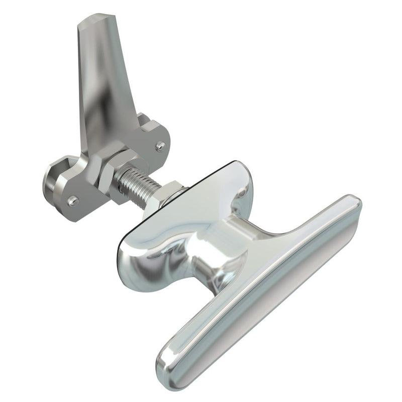 SOUTHCO Cam Latch T-Handle, Turn Counterclockwise to Latch / Lock, Long Cam, Zinc Alloy, Chrome Plated, Polished [92-12-122]