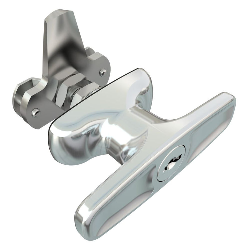 SOUTHCO Cam Latch T-Handle, Turn Clockwise to Latch / Lock, Short Cam, Zinc Alloy, Chrome Plated, Polished [92-21-111]