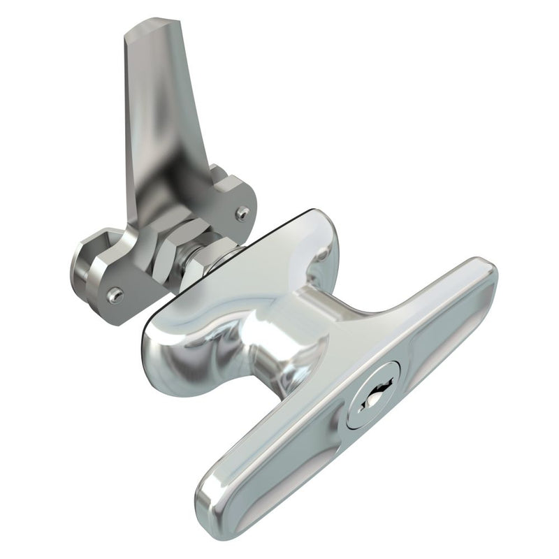 SOUTHCO Cam Latch T-Handle, Turn Clockwise to Latch / Lock, Long Cam, Zinc Alloy, Chrome Plated, Polished [92-21-112]