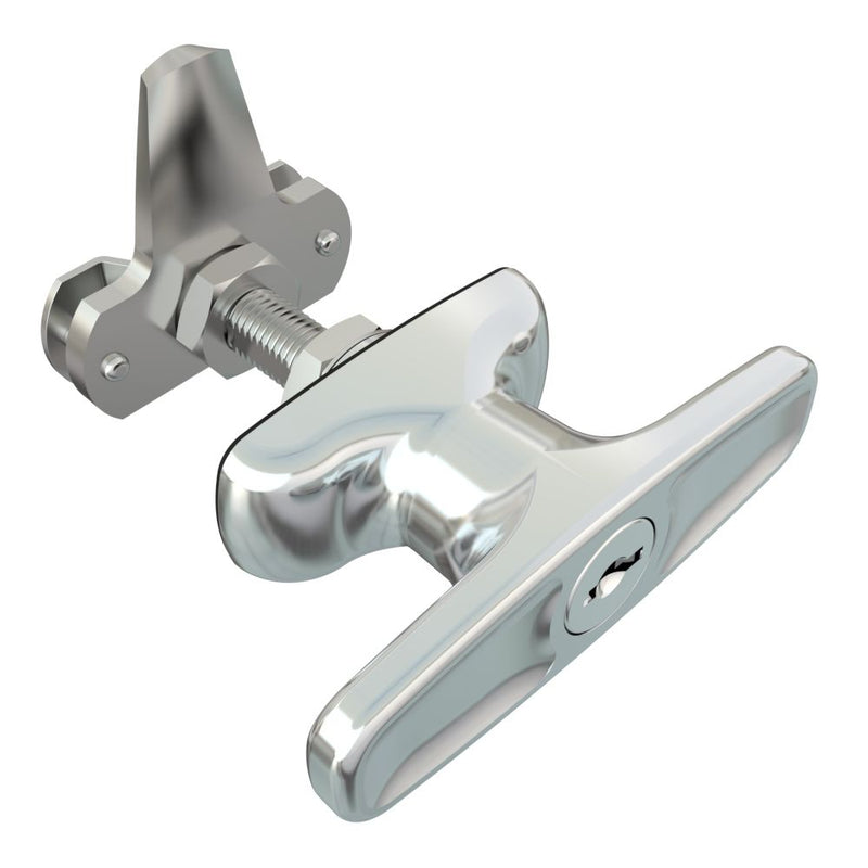 SOUTHCO Cam Latch T-Handle, Turn Clockwise to Latch / Lock, Short Cam, Zinc Alloy, Chrome Plated, Polished [92-21-121]