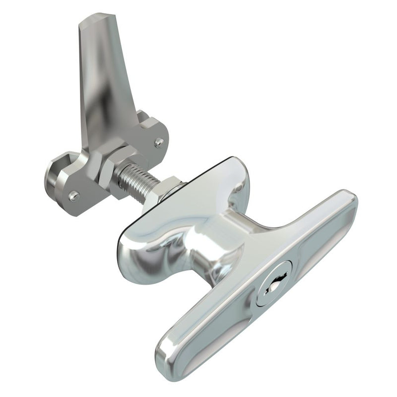 SOUTHCO Cam Latch T-Handle, Turn Clockwise to Latch / Lock, Long Cam, Zinc Alloy, Chrome Plated, Polished [92-21-122]