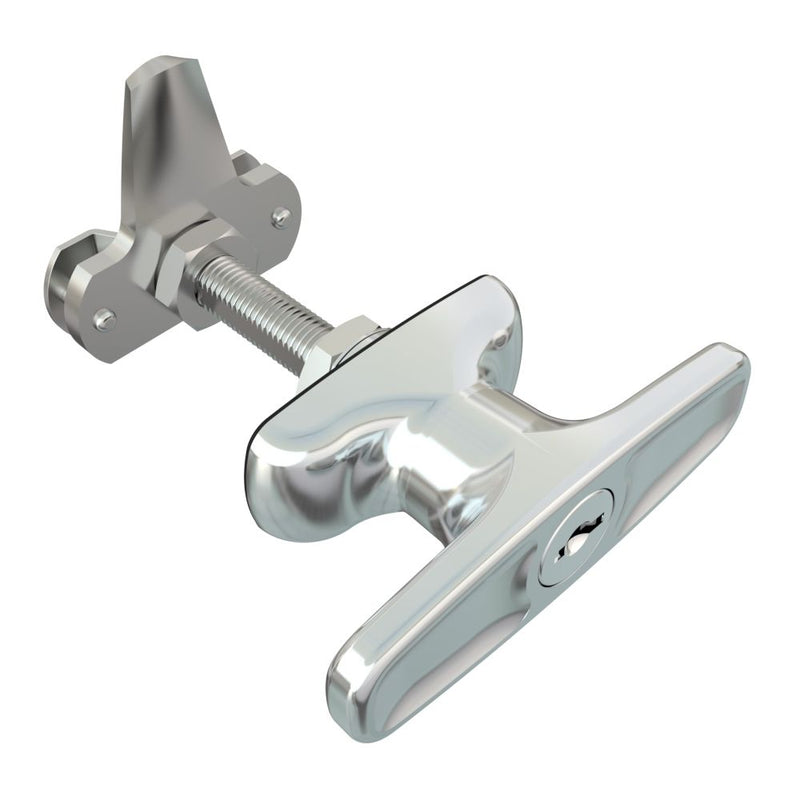 SOUTHCO Cam Latch T-Handle, Turn Clockwise to Latch / Lock, Short Cam, Zinc Alloy, Chrome Plated, Polished [92-21-131]