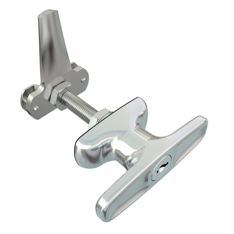 SOUTHCO Cam Latch T-Handle, Turn Clockwise to Latch / Lock, Long Cam, Zinc Alloy, Chrome Plated, Polished [92-21-132]