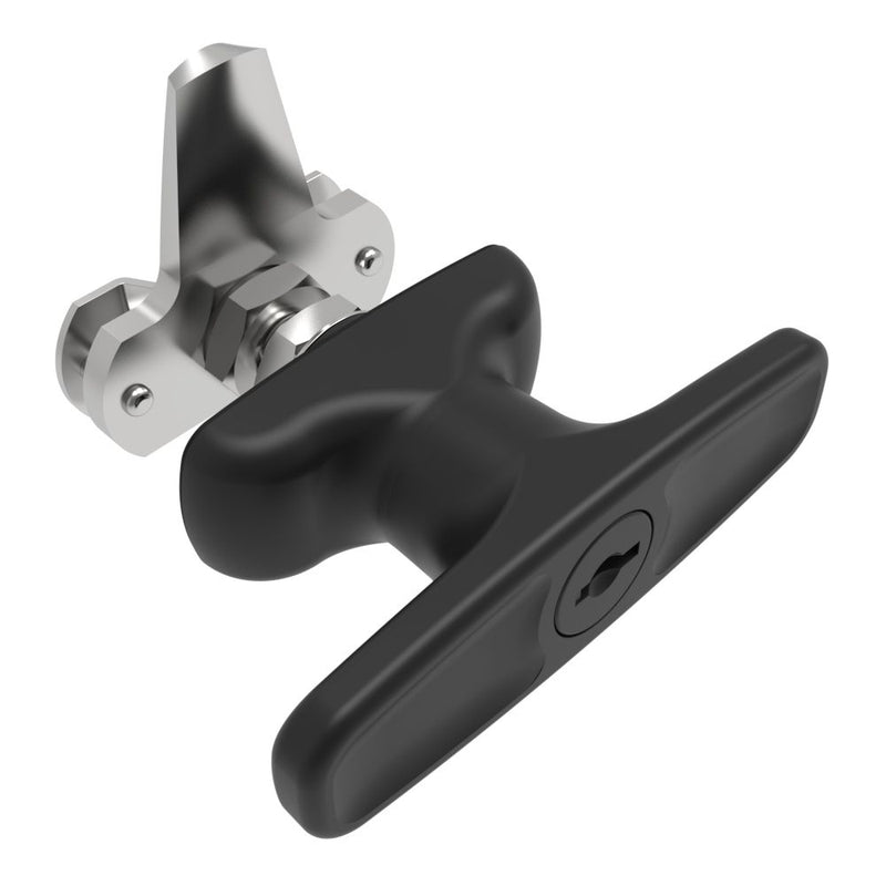 SOUTHCO Cam Latch T-Handle, Turn Clockwise to Latch / Lock, Short Cam, Zinc Alloy, Powder Coat, Black [92-21-511]