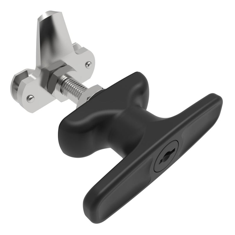 SOUTHCO Cam Latch T-Handle, Turn Clockwise to Latch / Lock, Short Cam, Zinc Alloy, Powder Coat, Black [92-21-521]