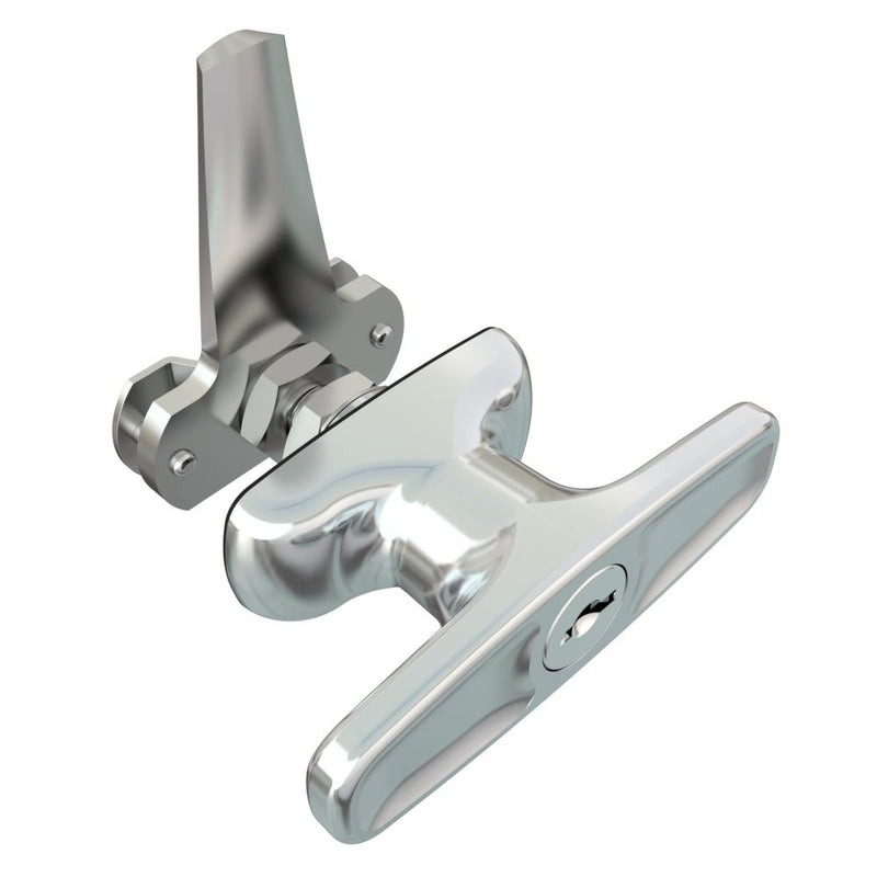 SOUTHCO Cam Latch T-Handle, Turn Counterclockwise to Latch / Lock, Long Cam, Zinc Alloy, Chrome Plated, Polished [92-22-112]