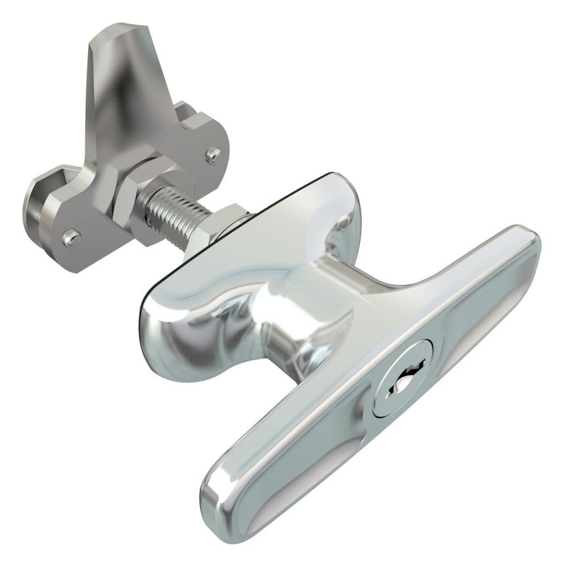 SOUTHCO Cam Latch T-Handle, Turn Counterclockwise to Latch / Lock, Short Cam, Zinc Alloy, Chrome Plated, Polished [92-22-121]
