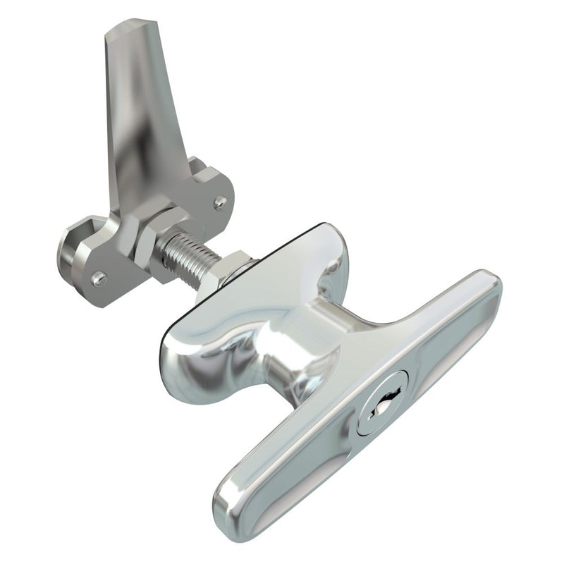 SOUTHCO Cam Latch T-Handle, Turn Counterclockwise to Latch / Lock, Long Cam, Zinc Alloy, Chrome Plated, Polished [92-22-122]