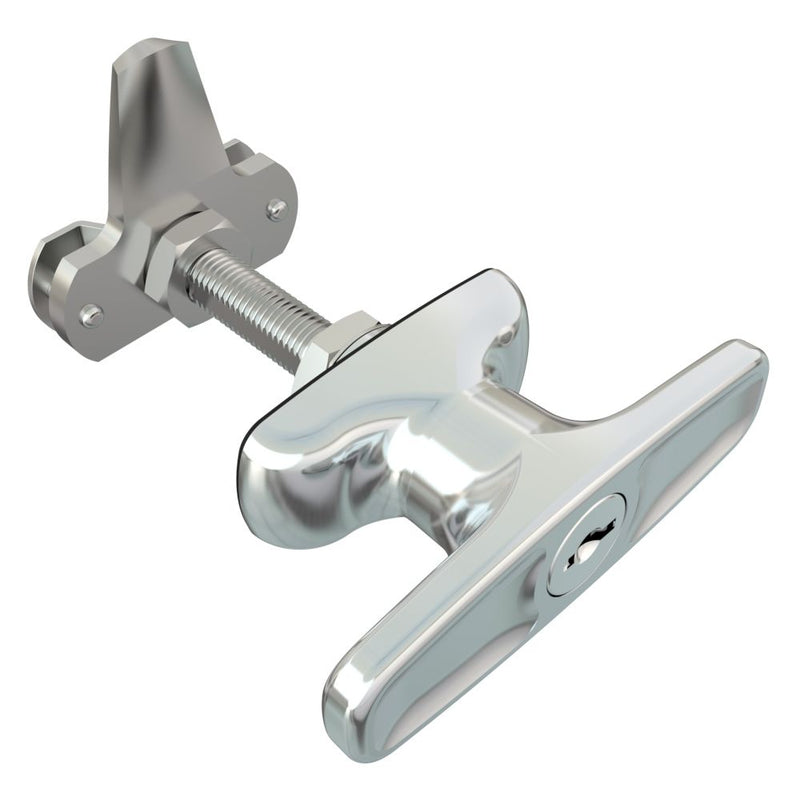 SOUTHCO Cam Latch T-Handle, Turn Counterclockwise to Latch / Lock, Short Cam, Zinc Alloy, Chrome Plated, Polished [92-22-131]
