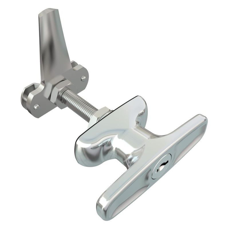 SOUTHCO Cam Latch T-Handle, Turn Counterclockwise to Latch / Lock, Long Cam, Zinc Alloy, Chrome Plated, Polished [92-22-132]