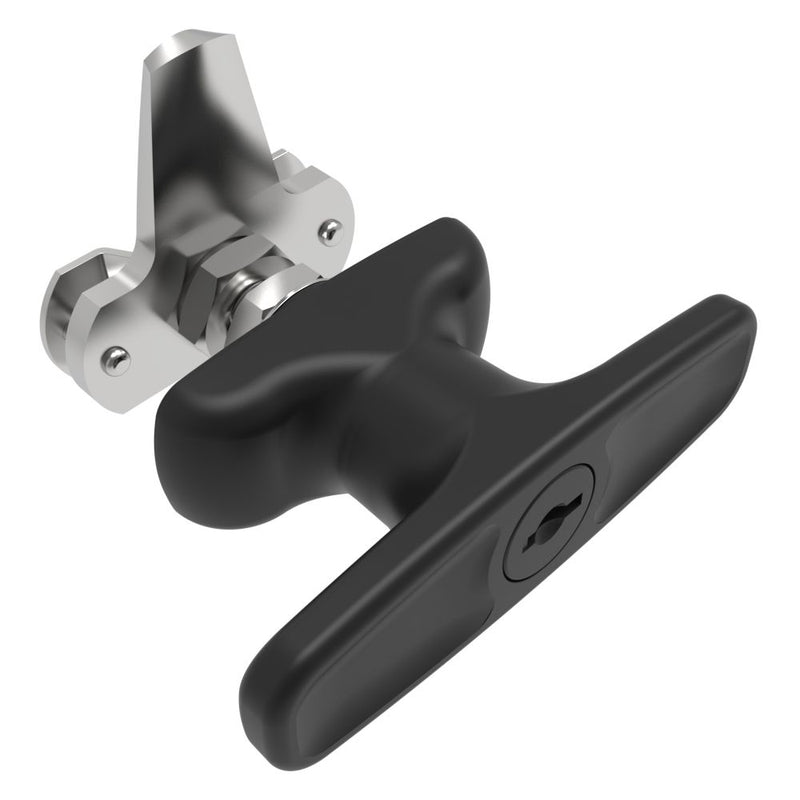 SOUTHCO Cam Latch T-Handle, Turn Counterclockwise to Latch / Lock, Short Cam, Zinc Alloy, Powder Coat, Black [92-22-511]