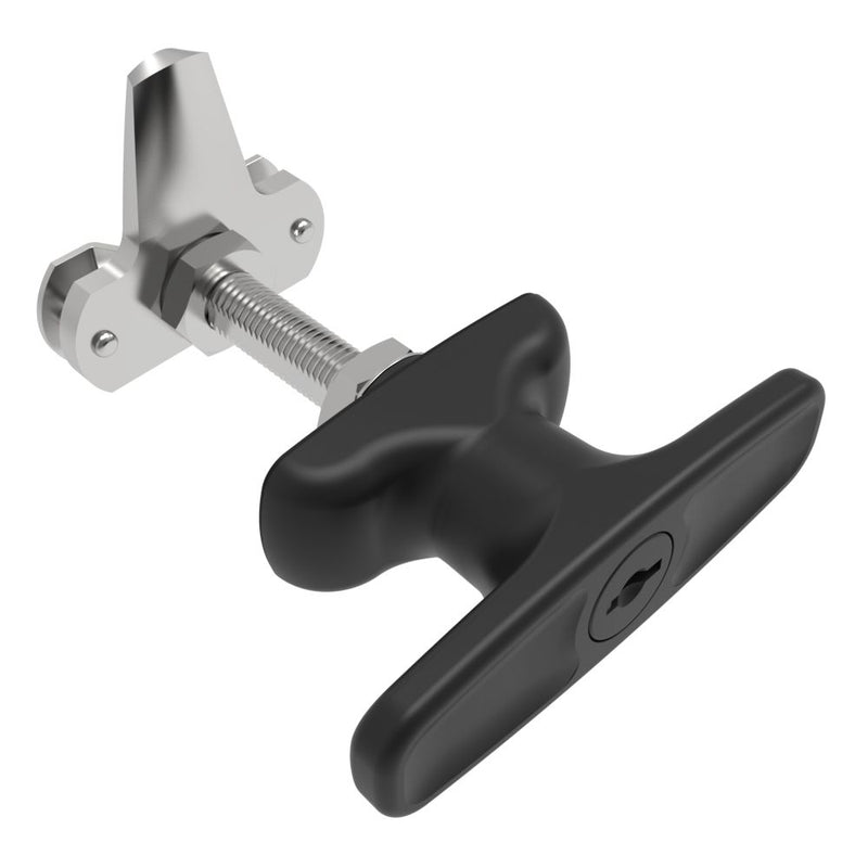 SOUTHCO Cam Latch T-Handle, Turn Counterclockwise to Latch / Lock, Short Cam, Zinc Alloy, Powder Coat, Black [92-22-531]