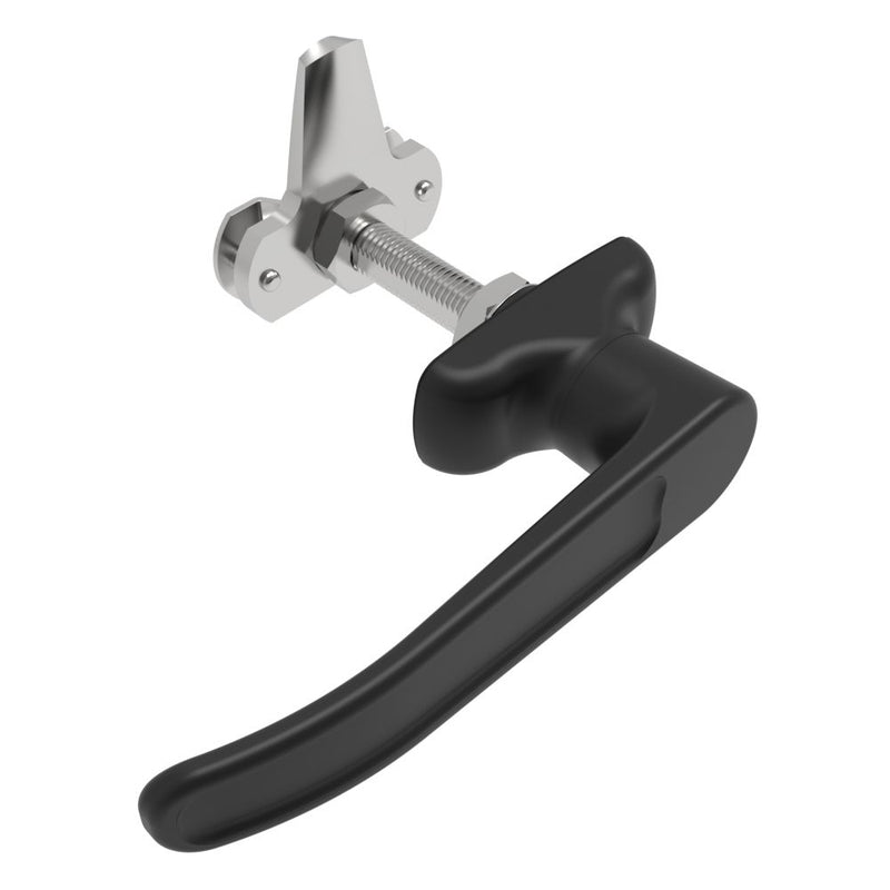 SOUTHCO Cam Latch L-Handle, Turn Clockwise to Latch / Lock, Short Cam, Zinc Alloy, Powder Coat, Black [92-31-531]