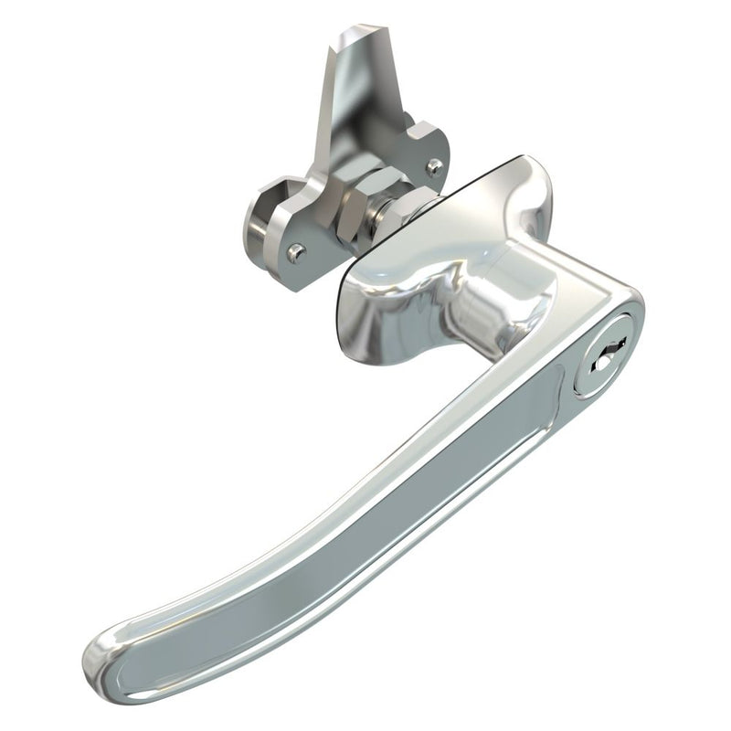 SOUTHCO Cam Latch L-Handle, Turn Clockwise to Latch / Lock, Short Cam, Zinc Alloy, Chrome Plated, Polished [92-41-111]