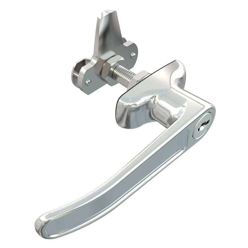 SOUTHCO Cam Latch L-Handle, Turn Clockwise to Latch / Lock, Short Cam, Zinc Alloy, Chrome Plated, Polished [92-41-121]